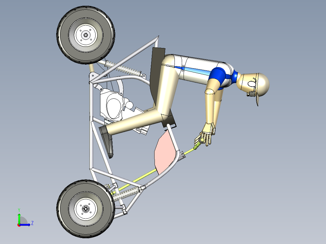 自制简易ATV越野4轮钢管车3D图纸左视图