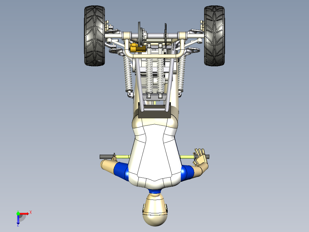 自制简易ATV越野4轮钢管车3D图纸俯视图