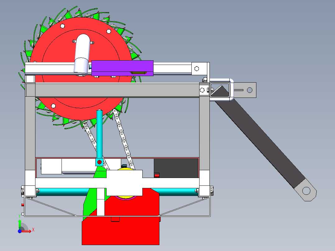 棉花精量播种机三维SolidWorks前视图