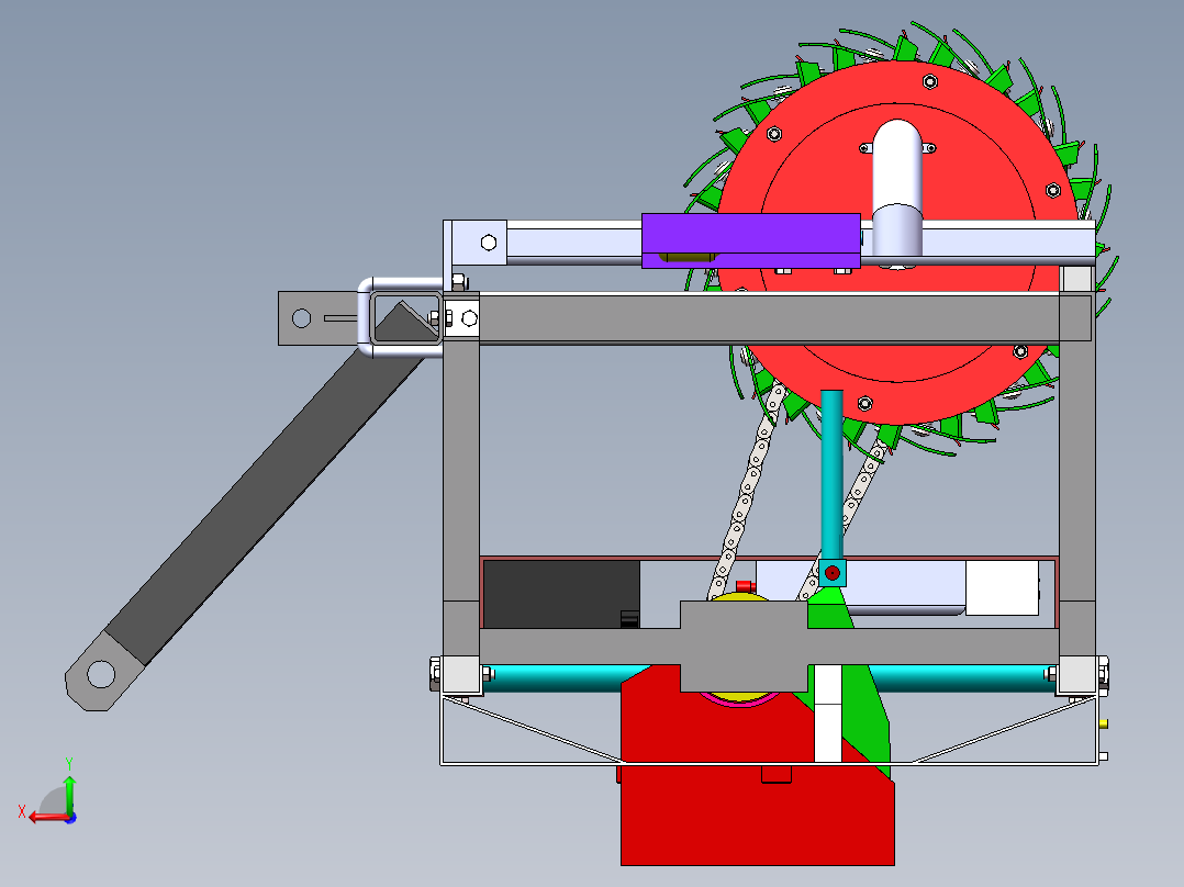 棉花精量播种机三维SolidWorks后视图
