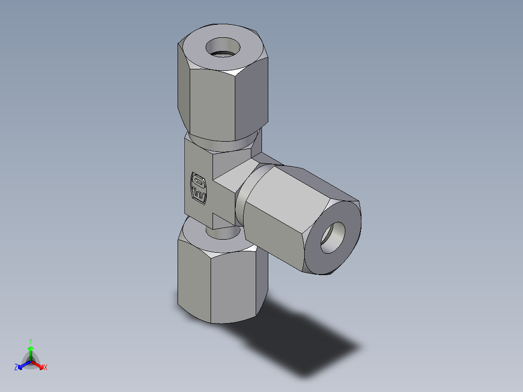 卡套式工业通用硬管接头EO_Standpipe_run_tee_EVL06L71主视图