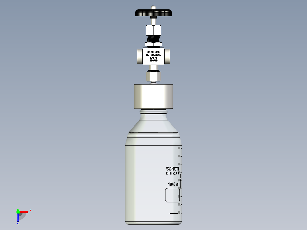 用于液体取样的GL45瓶螺纹带瓶头取样阀俯视图
