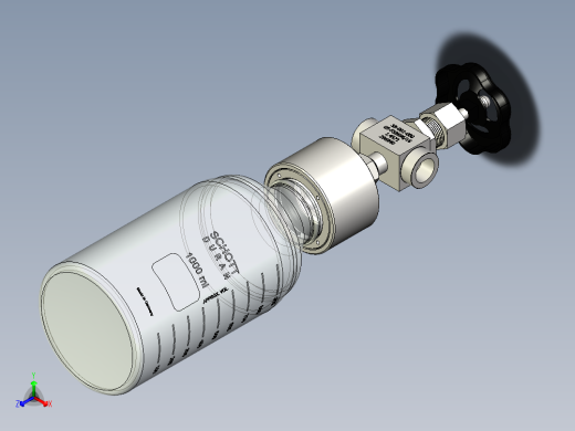 用于液体取样的GL45瓶螺纹带瓶头取样阀正等轴测缩略图