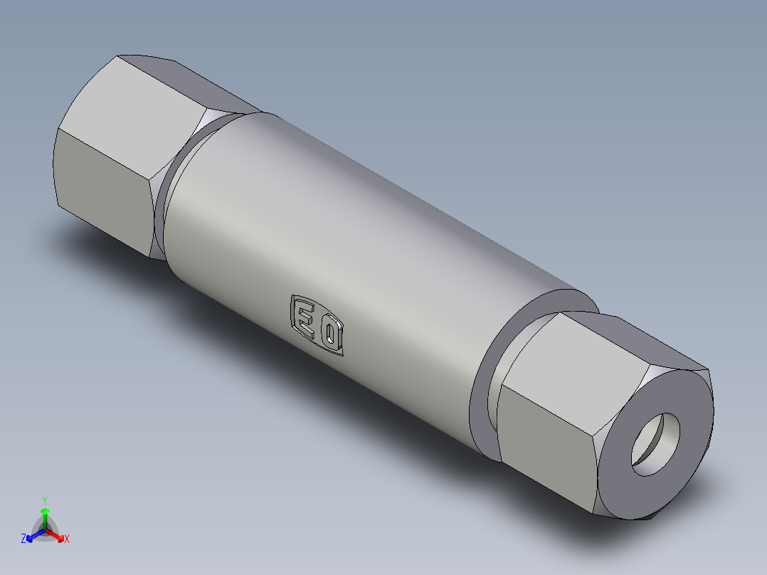 卡套式工业通用硬管接头EO_Weld_bulkhead_fitting_ESV08ZS71正等轴测图