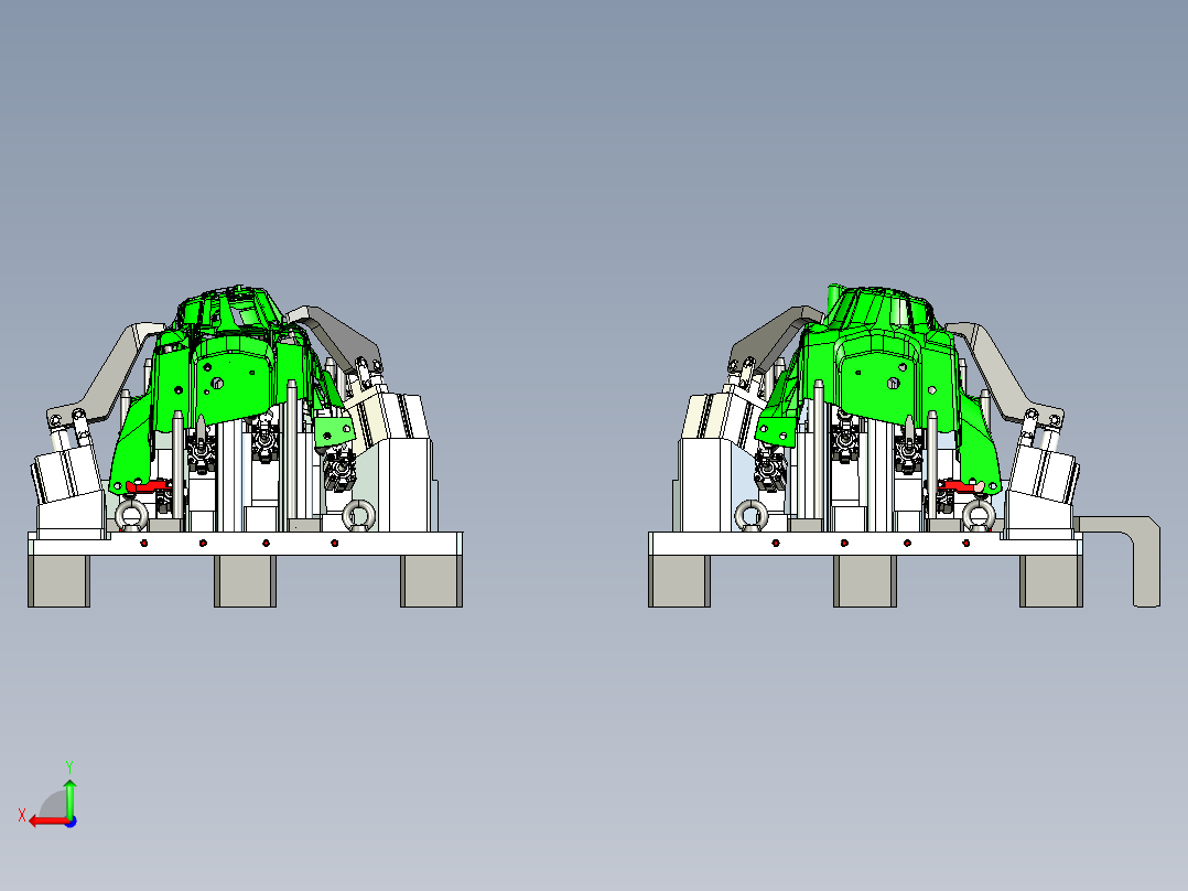 零跑减震塔加工夹具后视图