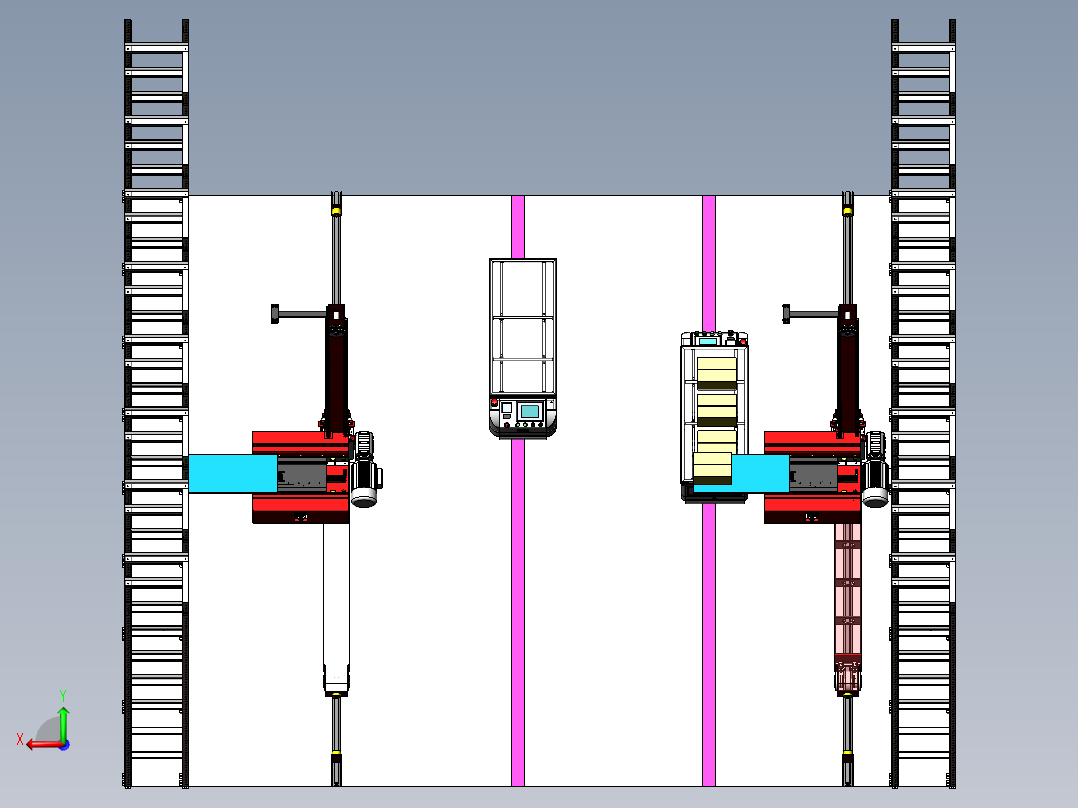 智能物流仓库 立体仓库3D模型后视图