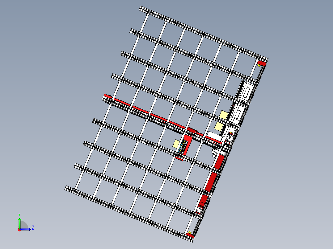 智能物流仓库 立体仓库3D模型左视图