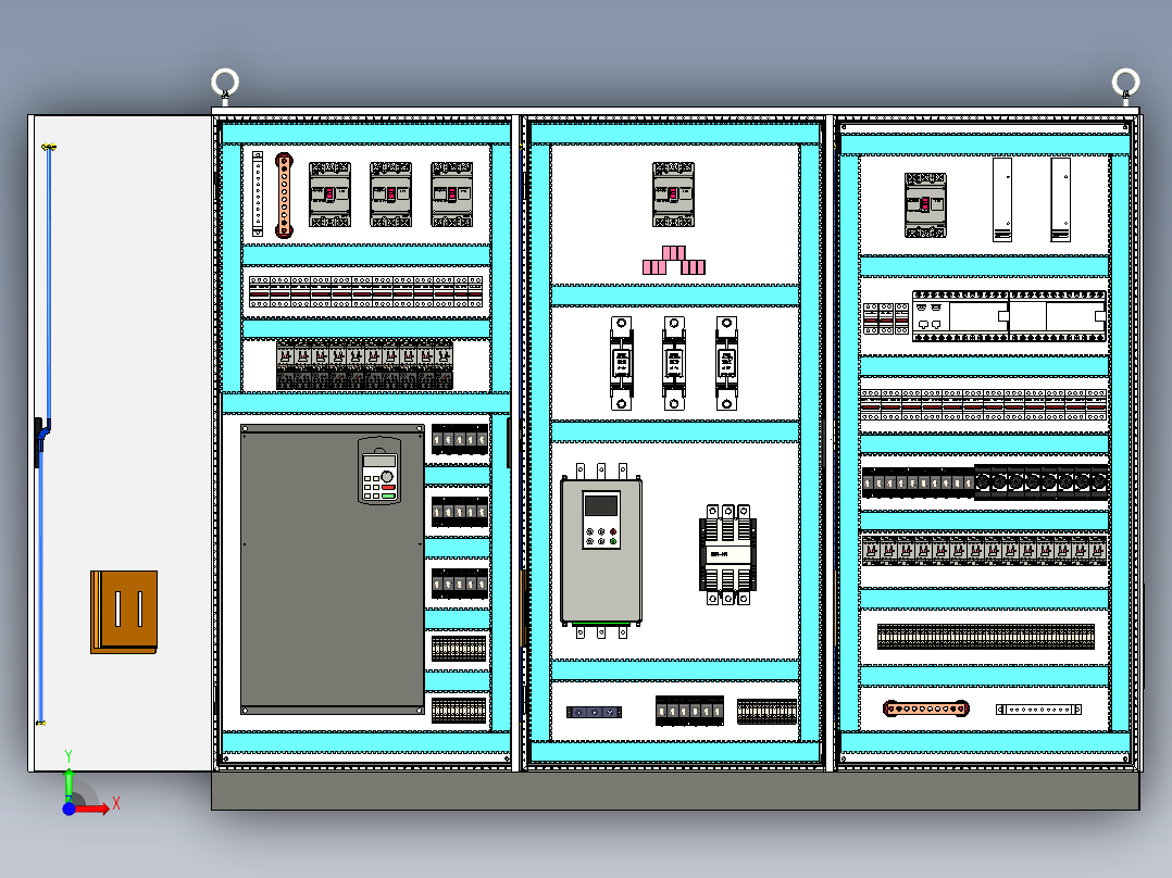 钣金柜变频器软启动plc延时控制柜 71557前视图