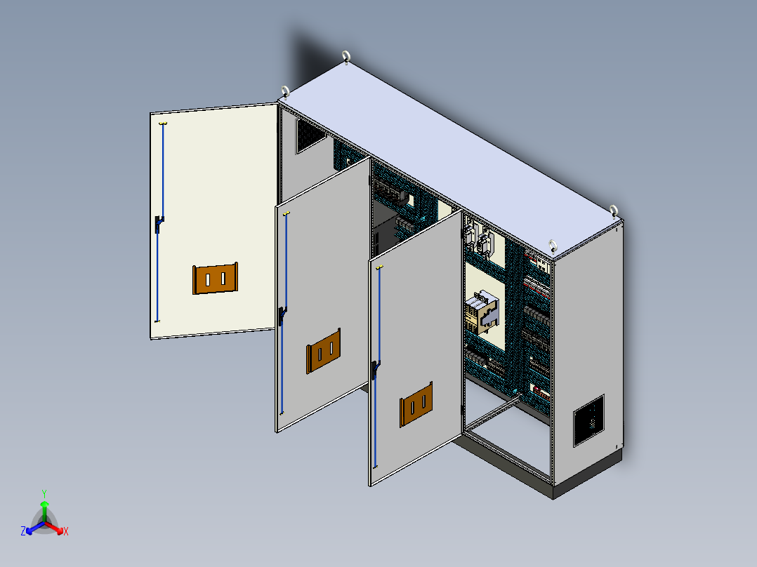 钣金柜变频器软启动plc延时控制柜 71557正等轴测图