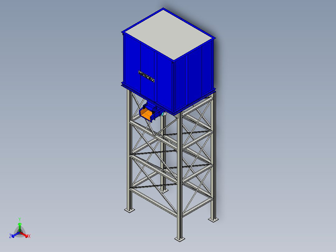 B3003884-SurgeBin 15立方米 带振动给料机正等轴测图
