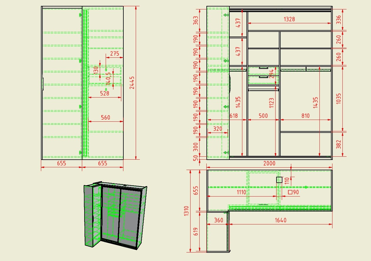 A0002897-带滑动门的衣柜 + 鞋柜