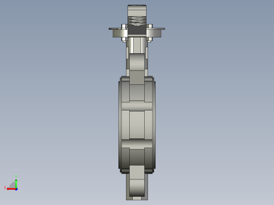 对夹式蝶阀DN80后视图