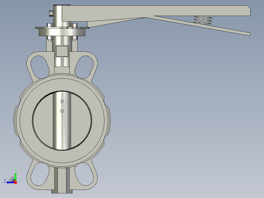 对夹式蝶阀DN80右视图