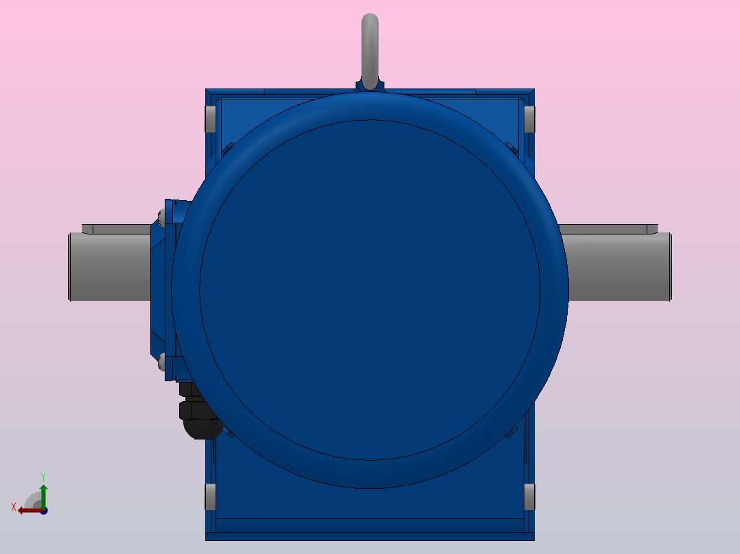 K37底脚轴伸式安装螺旋锥齿轮减速机K37-Y0.55-4P-12.14-M1-0°-A+B后视图