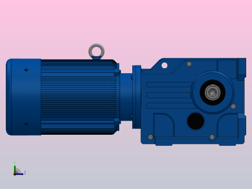 K37底脚轴伸式安装螺旋锥齿轮减速机K37-Y0.55-4P-12.14-M1-0°-A+B左视缩略图