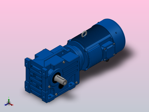 K37底脚轴伸式安装螺旋锥齿轮减速机K37-Y0.55-4P-12.14-M1-0°-A+B正等轴测缩略图