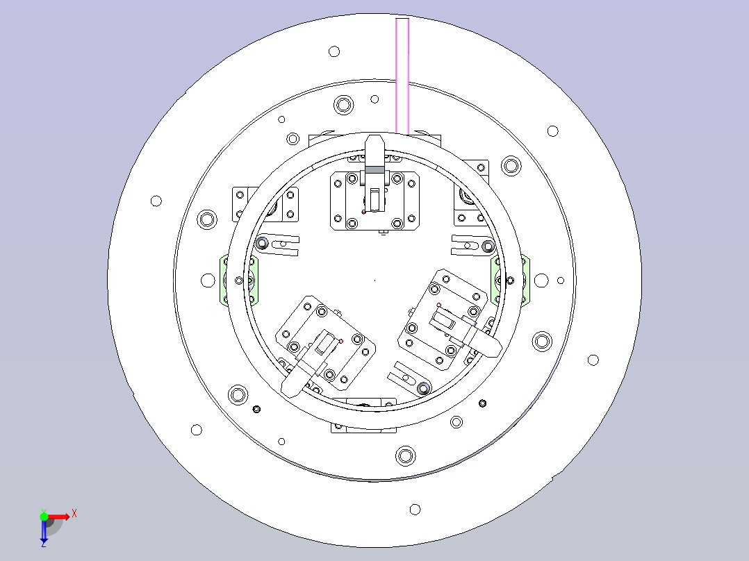 一款飞轮壳夹具模型俯视图