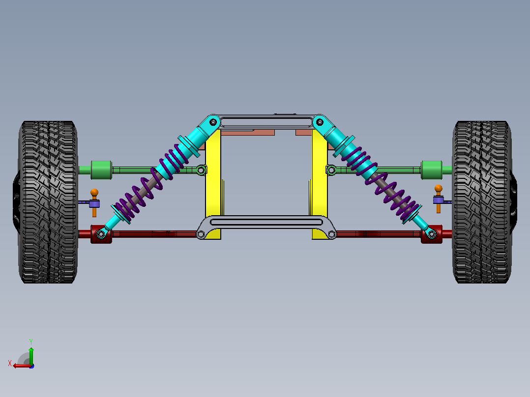 汽车悬挂系统double-wishbone-suspension-system-2 SW后视图