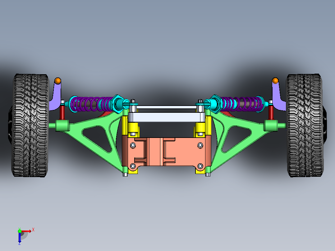 汽车悬挂系统double-wishbone-suspension-system-2 SW俯视图