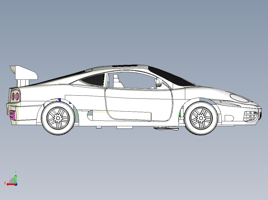 超级跑车后视图