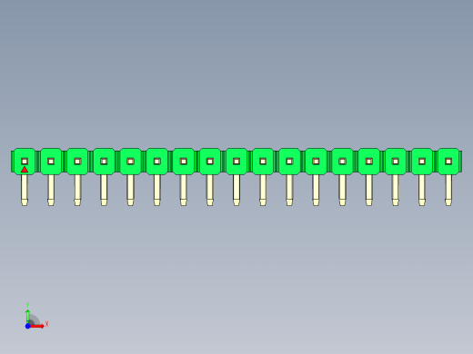 彩色公排针 100mil 2.54mm 系列-DS1022_green_1x17p_100mil_TypeD_rev1.0前视缩略图