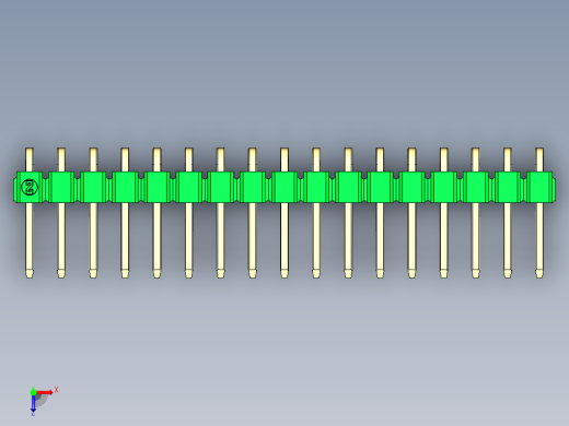 彩色公排针 100mil 2.54mm 系列-DS1022_green_1x17p_100mil_TypeD_rev1.0俯视缩略图