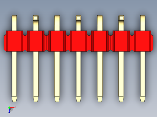 彩色公排针 100mil 2.54mm 系列-DS1022_red_07p_100mil_Type_SMT_R2_rev1.0俯视缩略图
