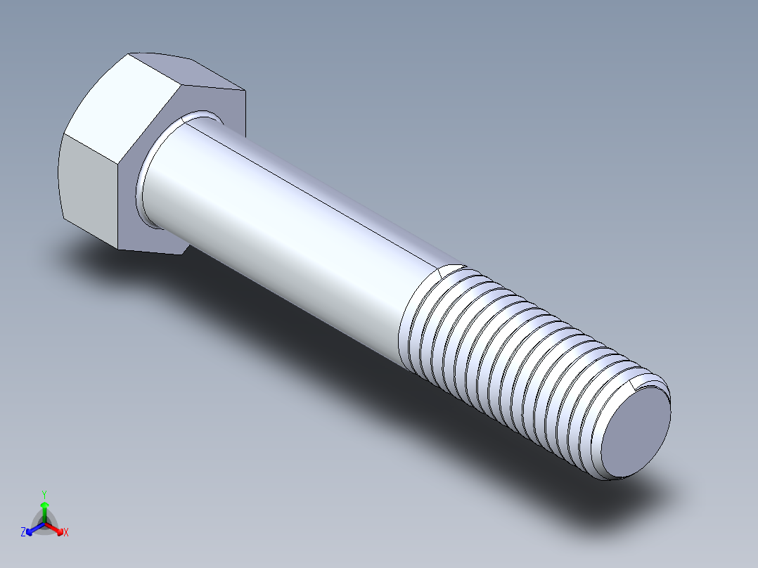 UNC 六角螺栓-Hex Bolt 0.750-10 x 4正等轴测图