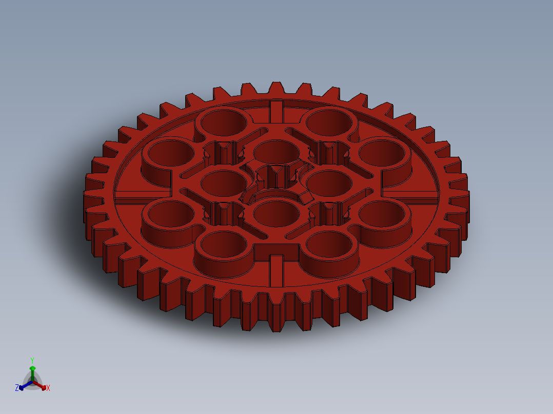 3649 Bright Red Technic Gear 40 Tooth.SLDPRT主视图