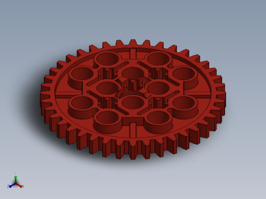 3649 Bright Red Technic Gear 40 Tooth.SLDPRT