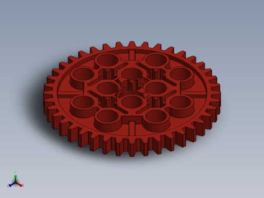 3649 Bright Red Technic Gear 40 Tooth.SLDPRT正等轴测缩略图
