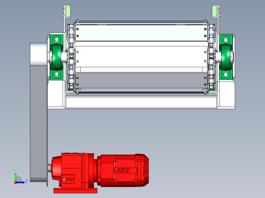 碳钢链板传送带左视图