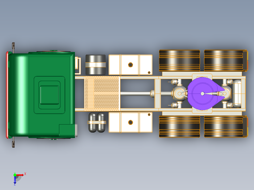 卡车牵引车三维模型三维俯视图
