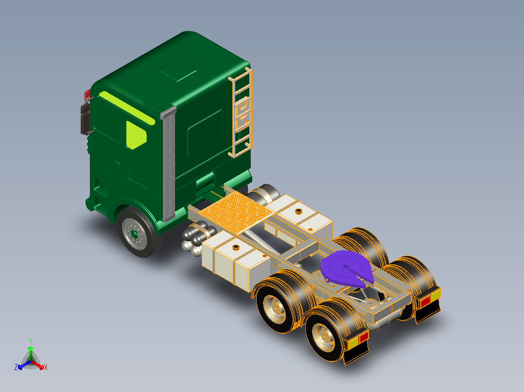 卡车牵引车三维模型三维正等轴测图