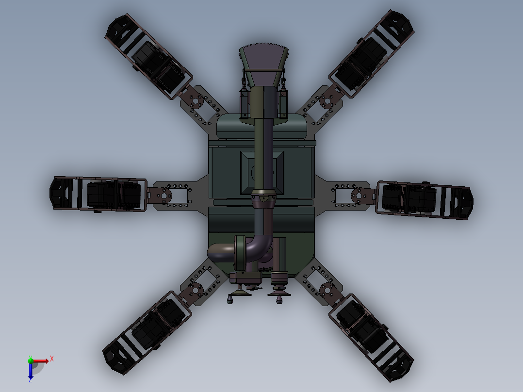 蜘蛛机器人消防员3D模型俯视图