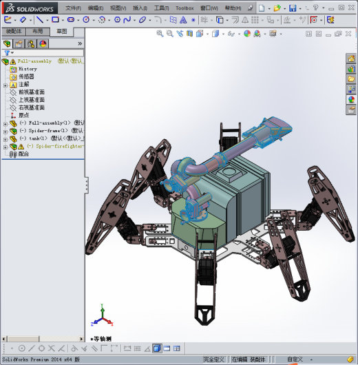 蜘蛛机器人消防员3D模型缩略图