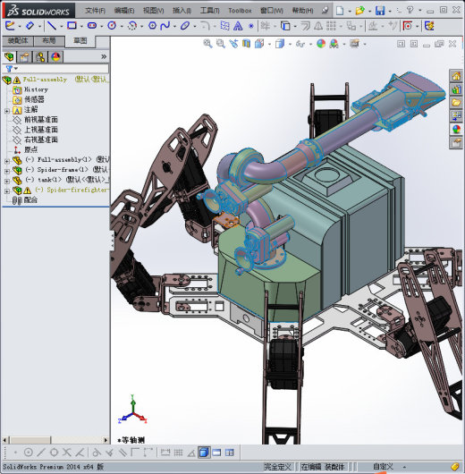 蜘蛛机器人消防员3D模型缩略图