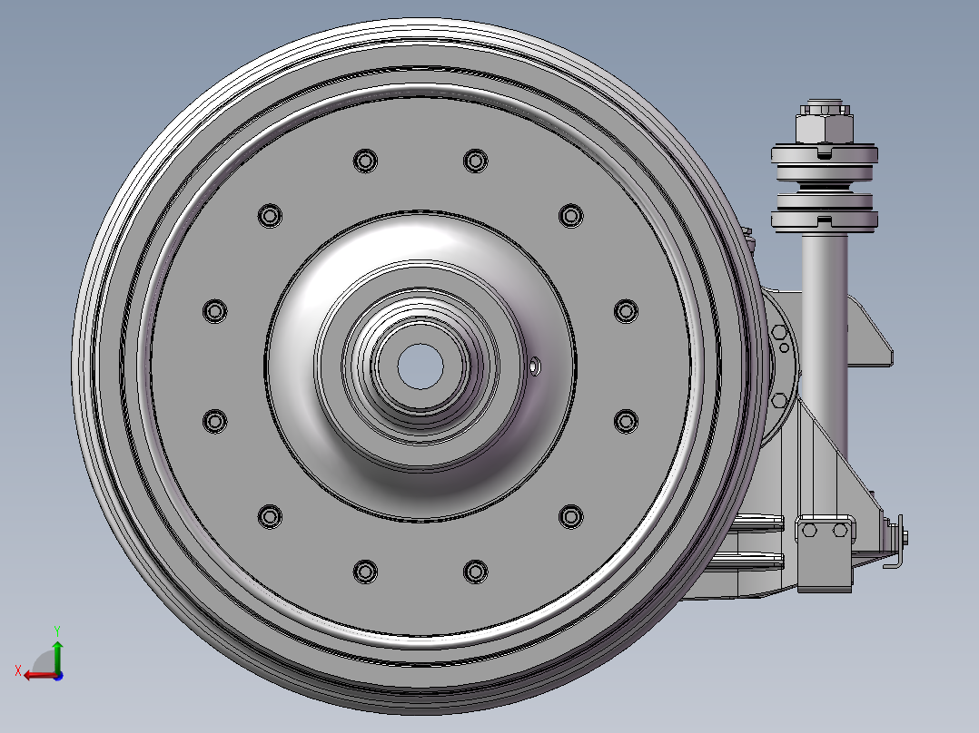 动车轮对模型三维建模后视图