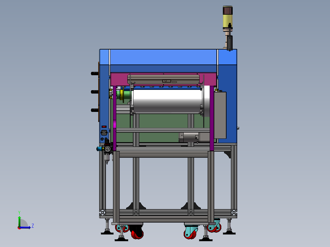 片材清洁机整理（sw18可编辑+工程图+bom）左视图