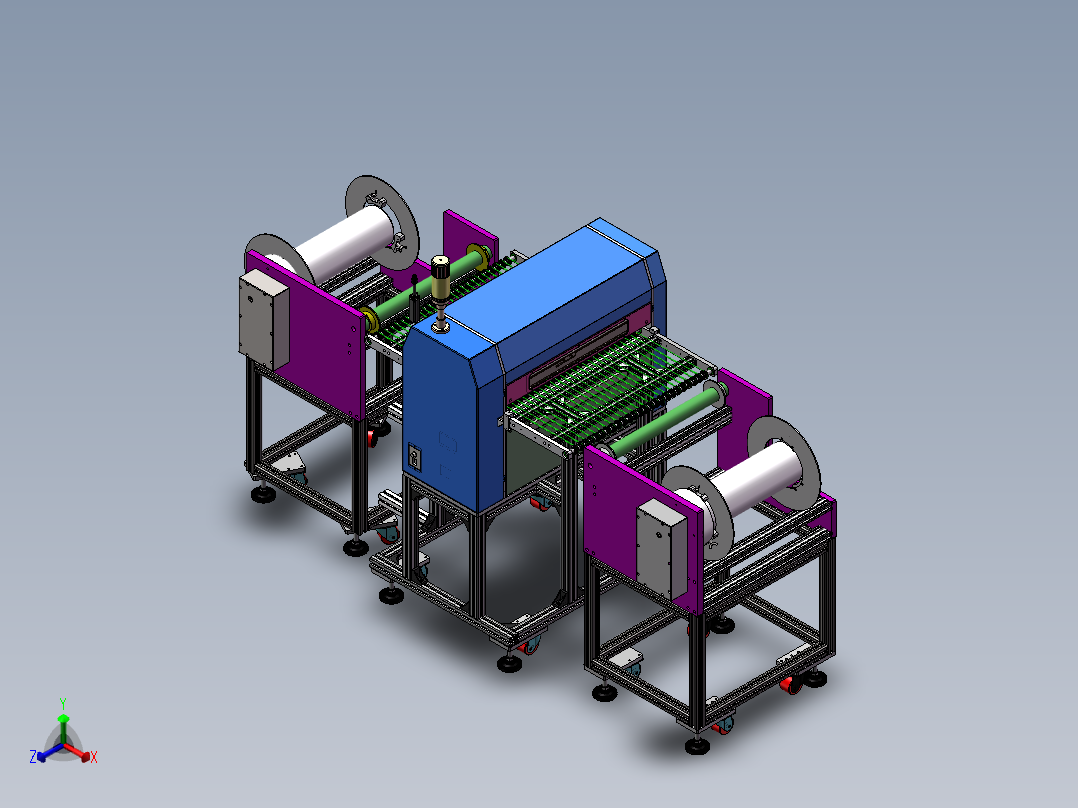 片材清洁机整理（sw18可编辑+工程图+bom）正等轴测图