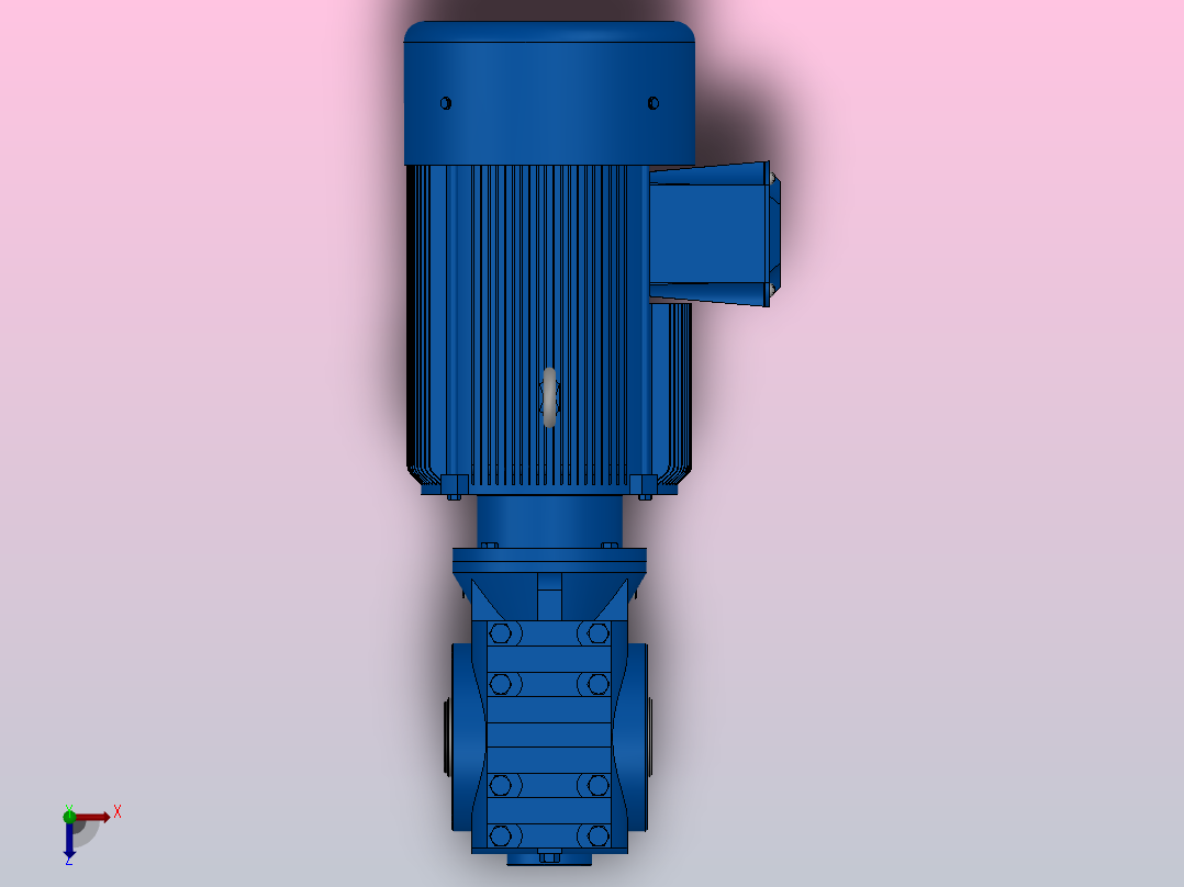 SA67空心轴安装斜齿-蜗轮蜗杆减速机SA67-YV4-4P-13.27-M1-0°-A俯视图