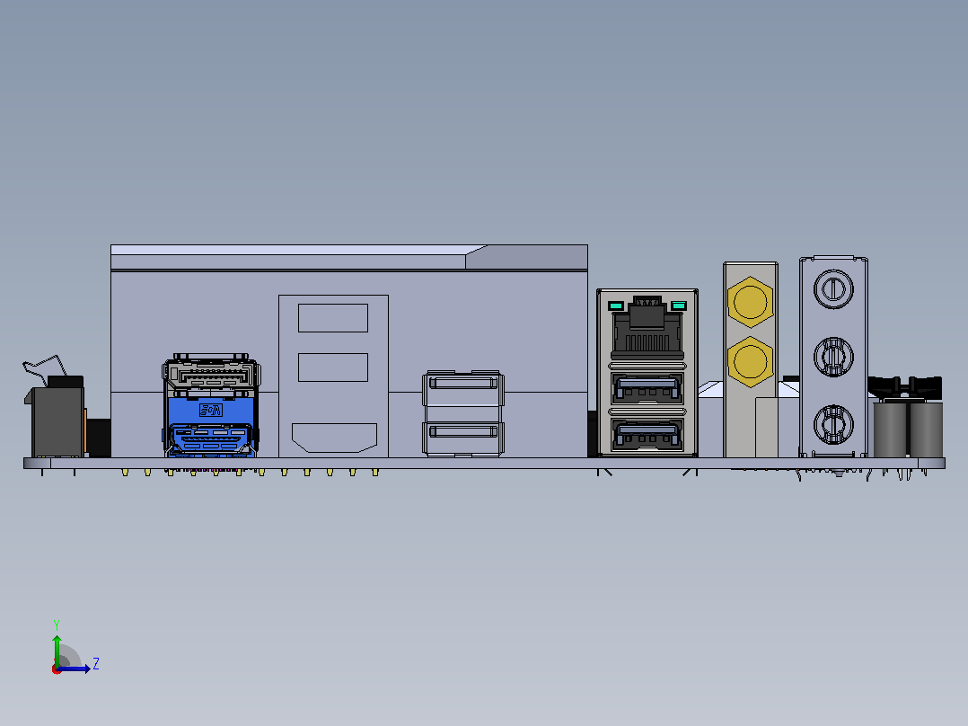 B450 itx主板模型左视图