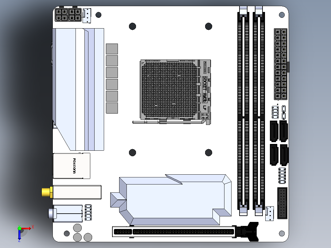 B450 itx主板模型俯视图