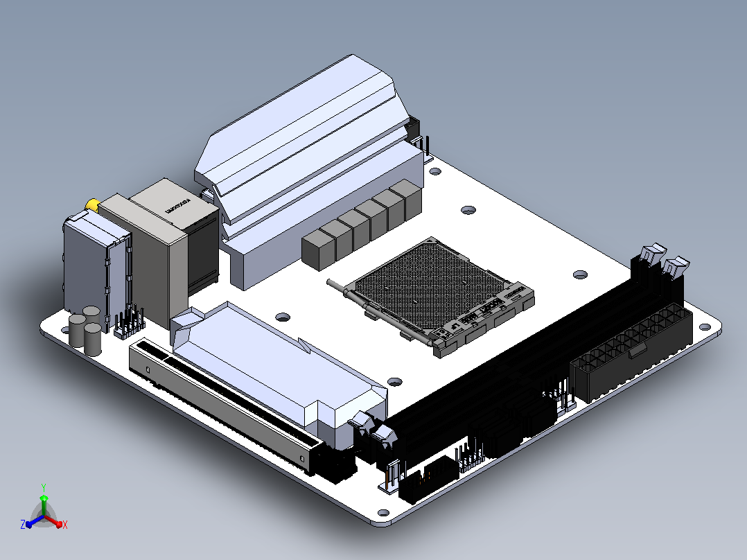 B450 itx主板模型正等轴测图