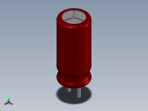 电子器件电容Electrolitic Capacitor Radial 5x11正等轴测缩略图