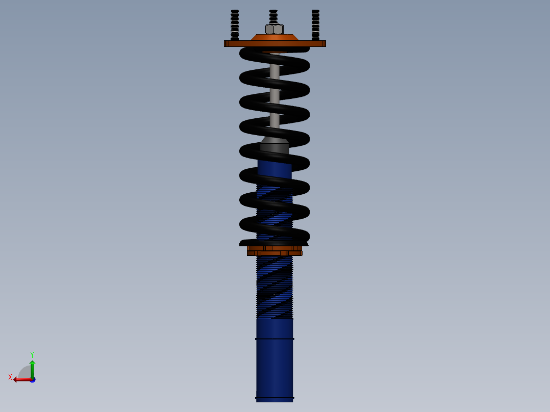 solidworks 绞牙避震系统后视图