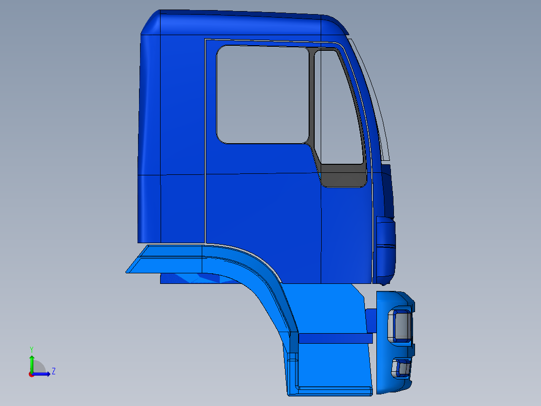 Man 重型卡车车头sw模型左视图