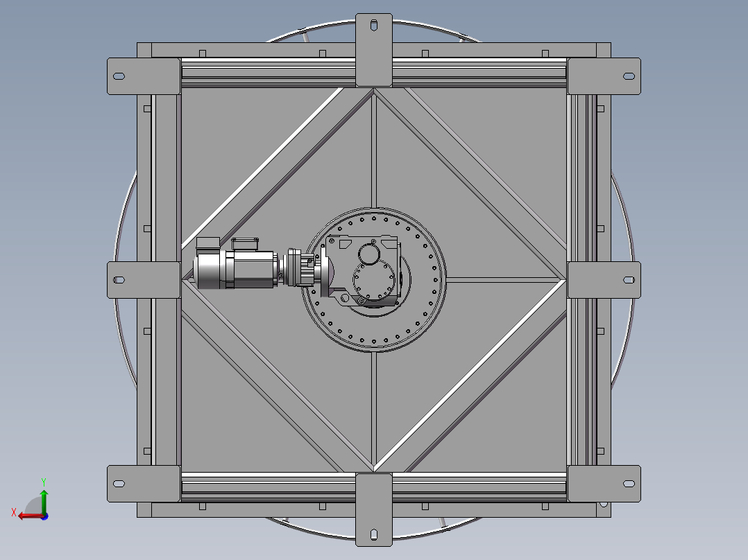 大型回转台3D图纸后视图