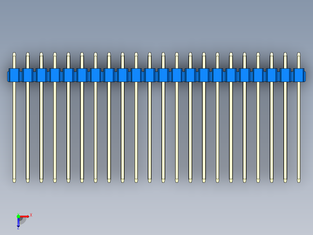 彩色公头100mil（2.54mm）系列-DS1021_blue_1x22p_100mil_Type19_rev1.0俯视图