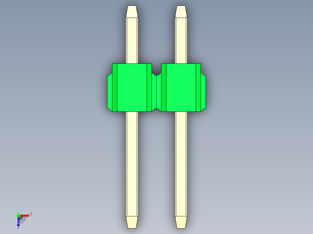 彩色公头100mil（2.54mm）系列-DS1021_green_2x02p_100mil_Type1_rev1.0俯视图